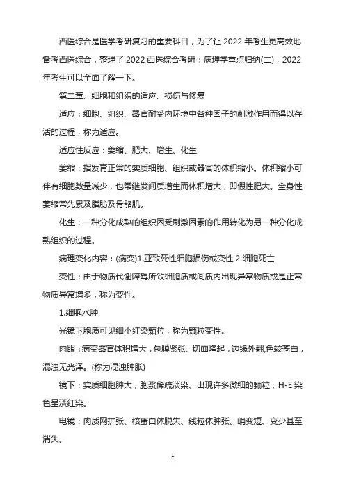 2022考研西医综合：病理学重点归纳(二)