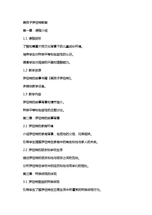 黑孩子罗伯特教案