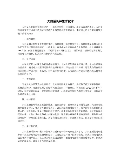 大白菜良种繁育技术