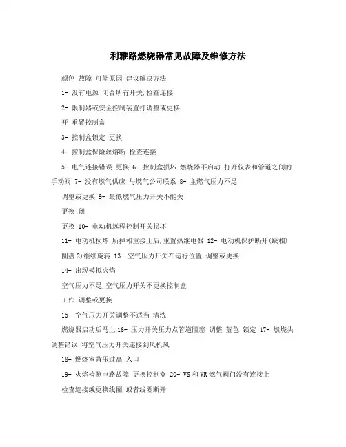 利雅路燃烧器常见故障及维修方法