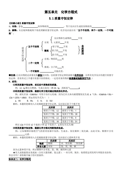化学人教版九年级上册计算题专题复习