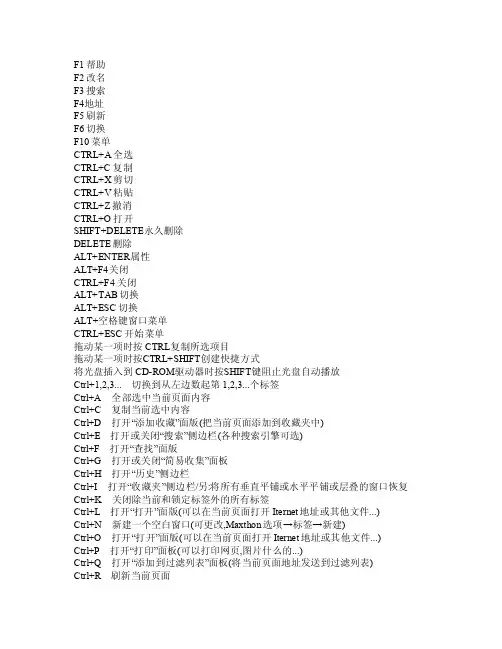 windowsxp快捷键命令行大全