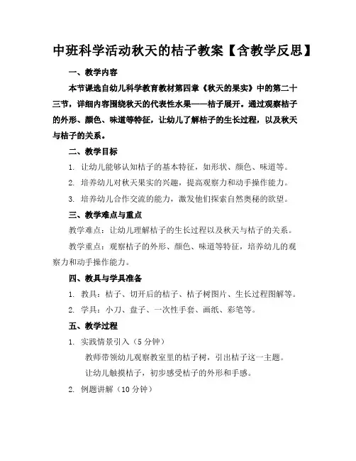 中班科学活动秋天的桔子教案【含教学反思】