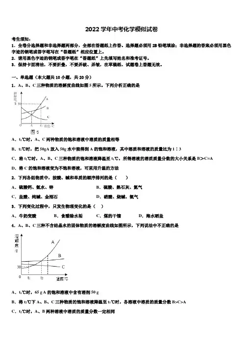 湖北省武汉市高新区2022年中考四模化学试题(含解析)