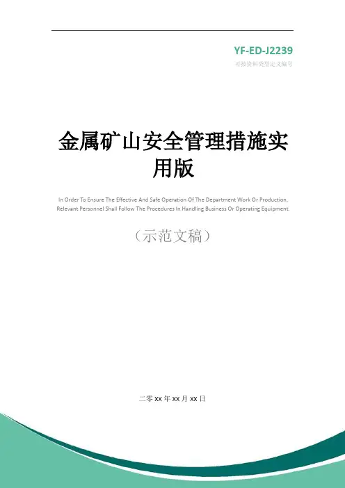 金属矿山安全管理措施实用版