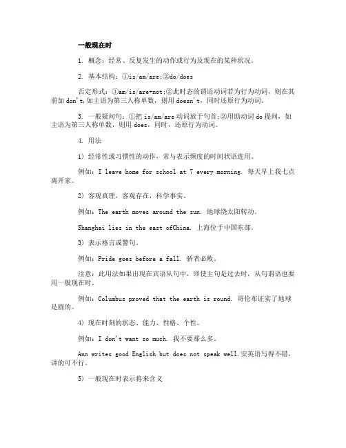 2019年中考英语必考时态语法