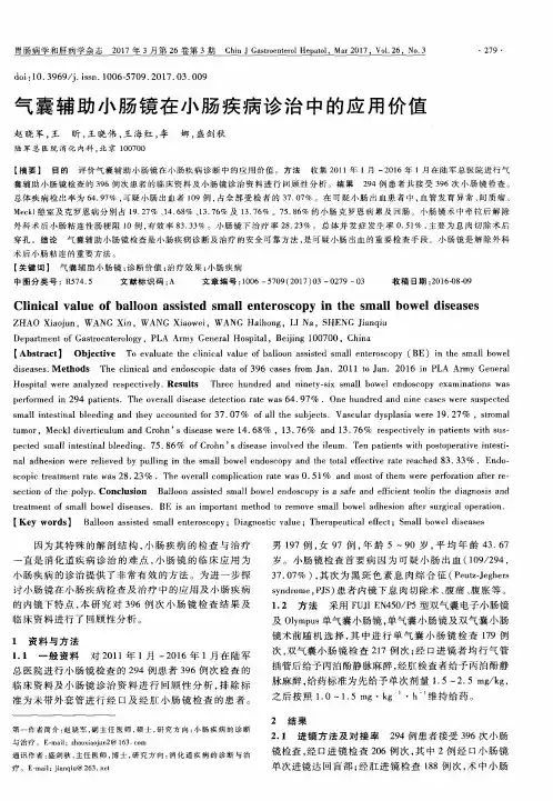 气囊辅助小肠镜在小肠疾病诊治中的应用价值
