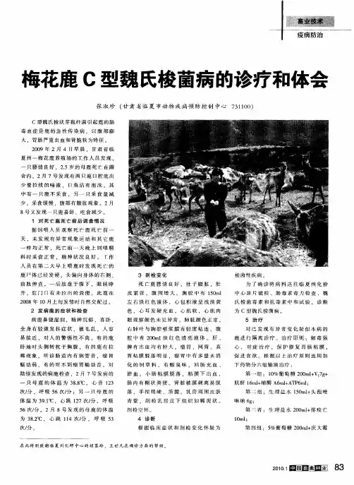 梅花鹿C型魏氏梭菌病的诊疗和体会