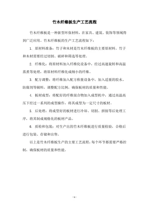竹木纤维板生产工艺流程