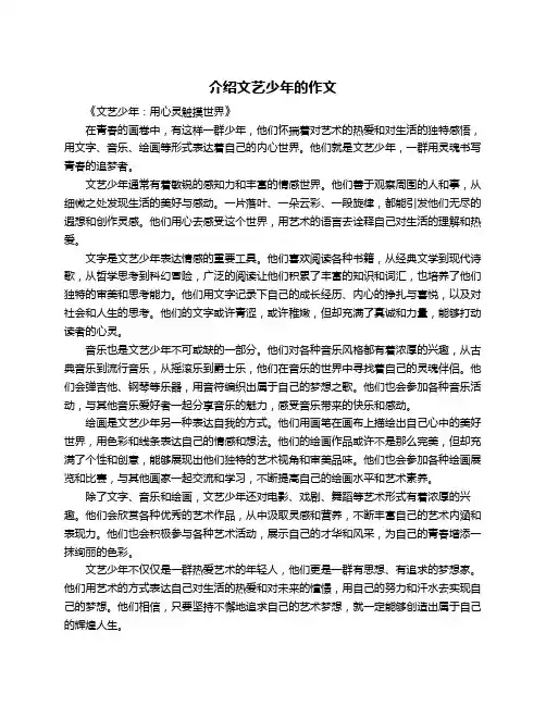 介绍文艺少年的作文
