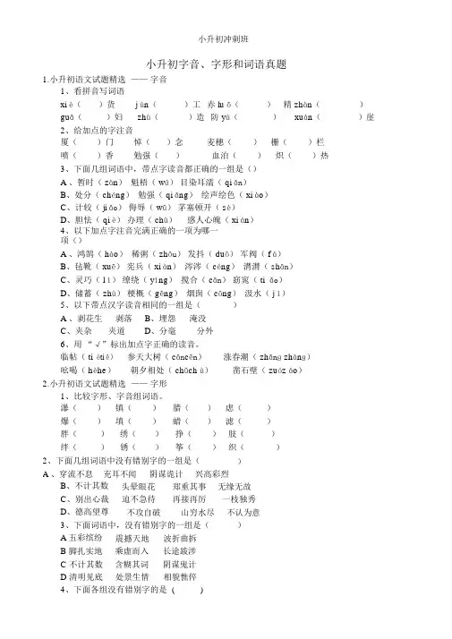 (完整版)小升初字音、字形和词语