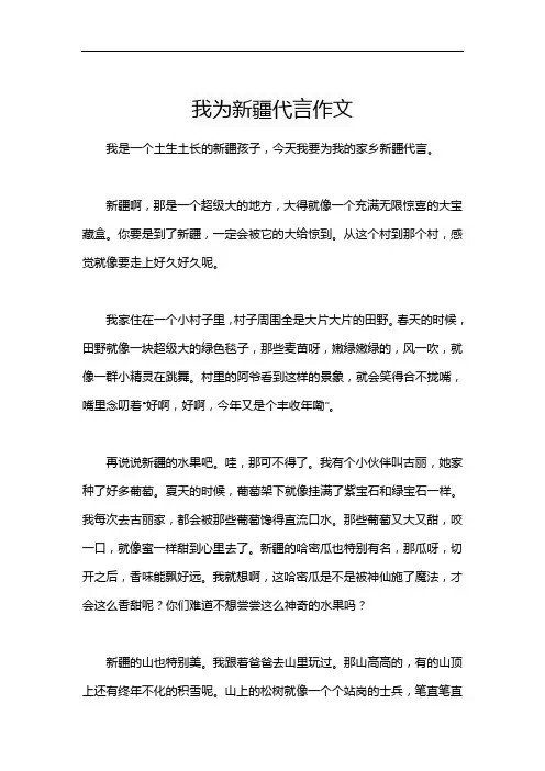 我为新疆代言作文
