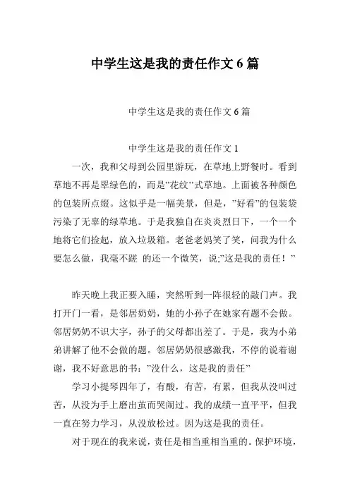 中学生这是我的责任作文6篇
