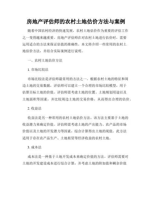 房地产评估师的农村土地估价方法与案例