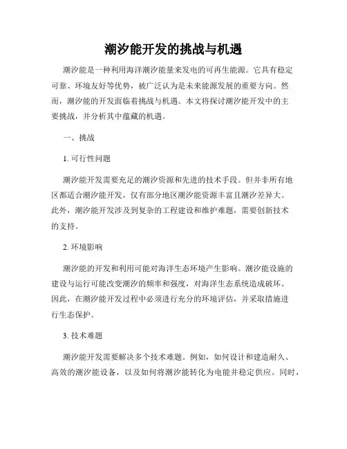潮汐能开发的挑战与机遇