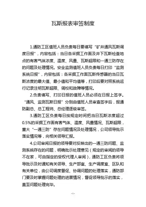 瓦斯报表审签制度