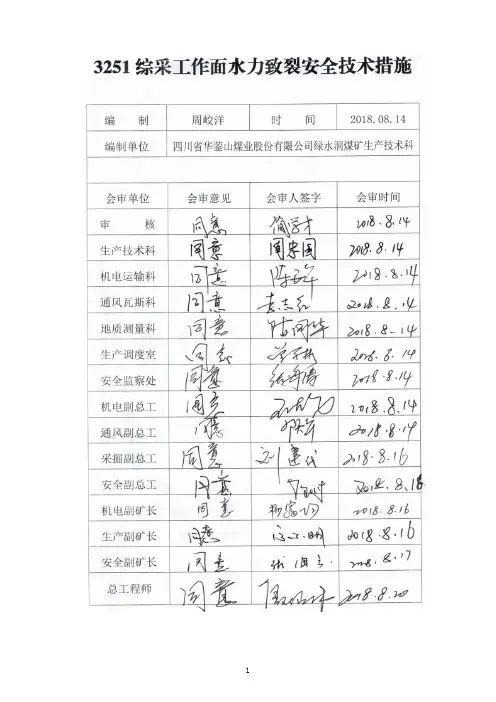 水力压裂综采工作面安全技术措施