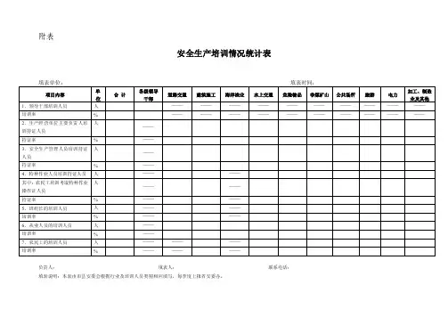 安全生产培训情况统计表