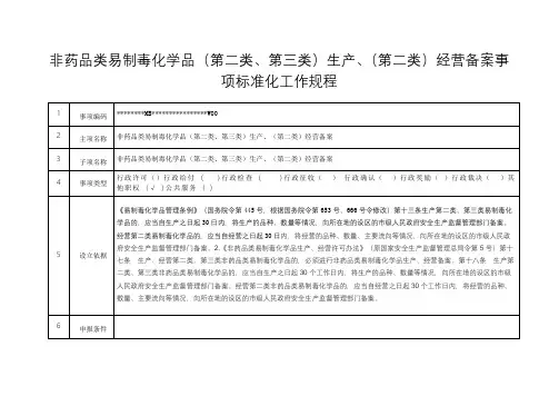 非药品类易制毒化学品(第二类、第三类)生产、(第二类)经营备案事项标准化工作规程【模板】