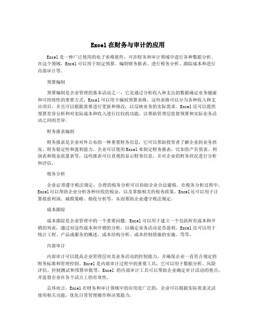 Excel在财务与审计的应用