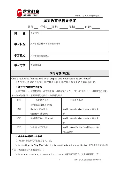高考英语虚拟语气讲解和练习