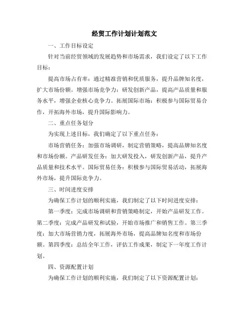经贸工作计划计划范文 (2)