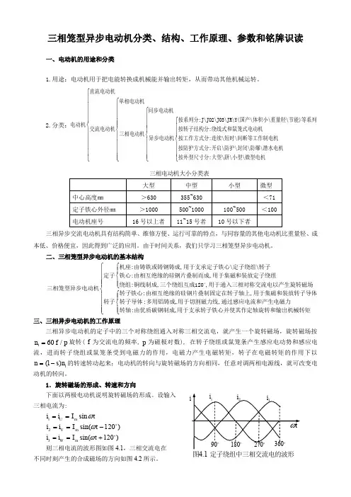 三相笼型异步电动机分类、工作原理、参数和铭牌识读