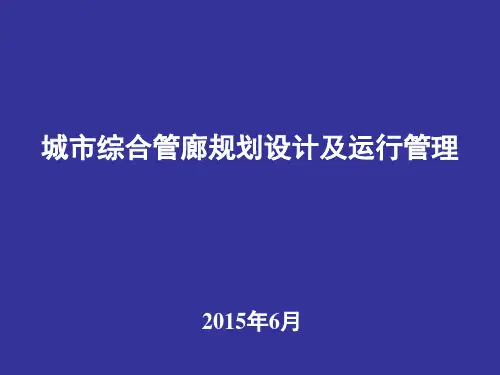城市综合管廊规划设计及运行管理-2015.06