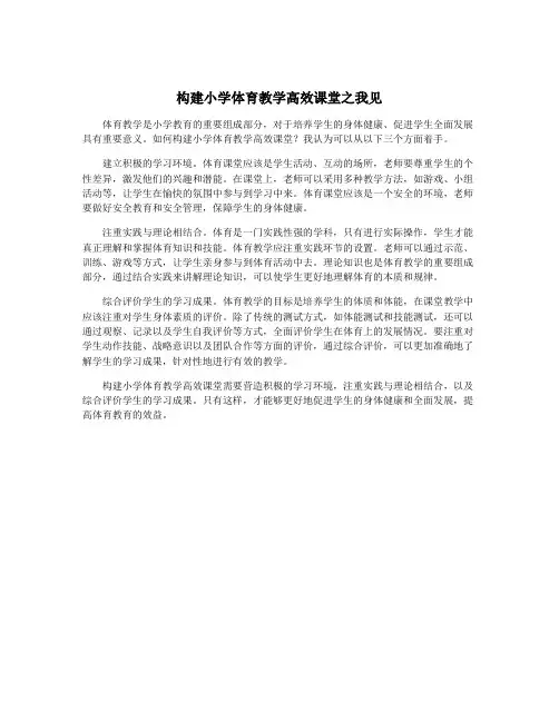构建小学体育教学高效课堂之我见