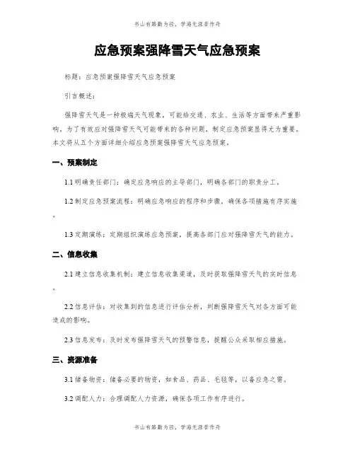 应急预案强降雪天气应急预案