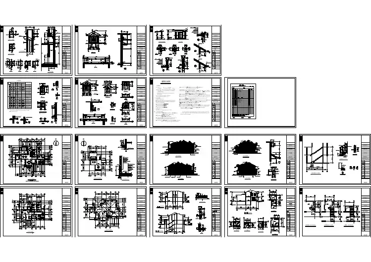 某地区大型别墅详细建筑施工图（含总说明）