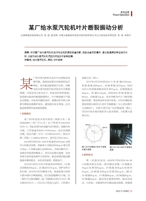 某厂给水泵汽轮机叶片断裂振动分析