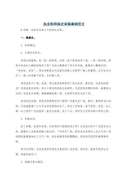 执业医师病史采集案例范文