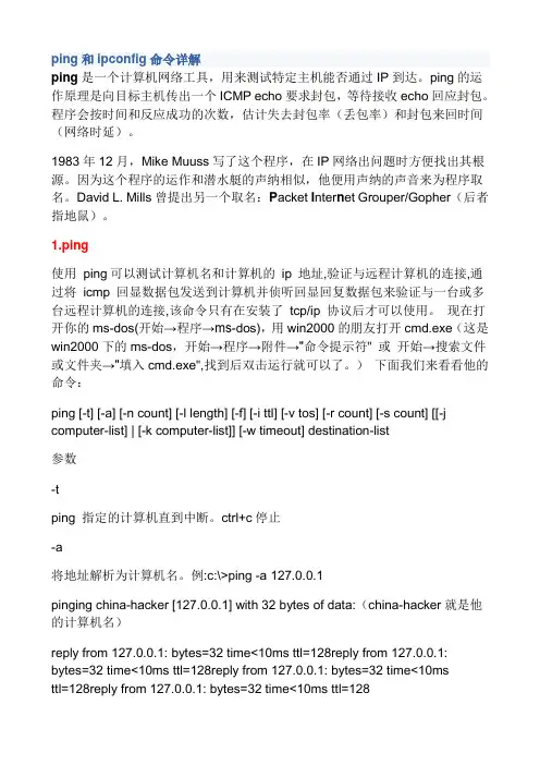 ping和ipconfig命令详解