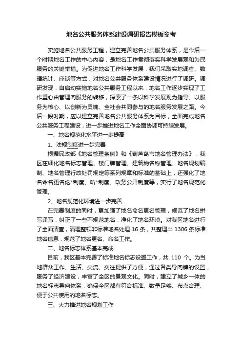 地名公共服务体系建设调研报告模板参考