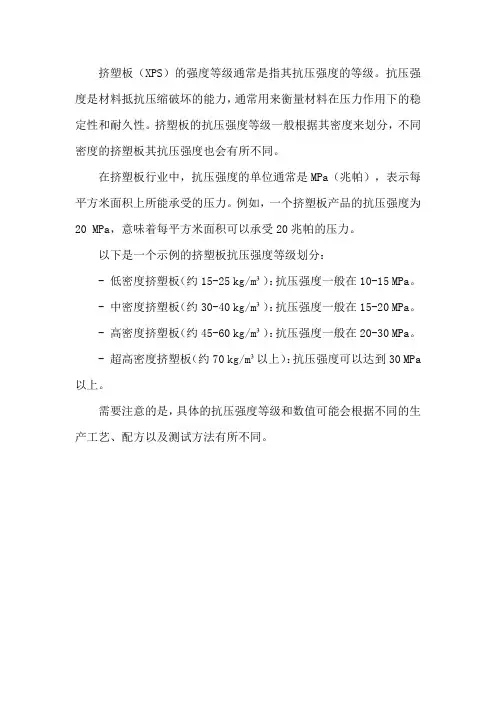 挤塑板强度等级