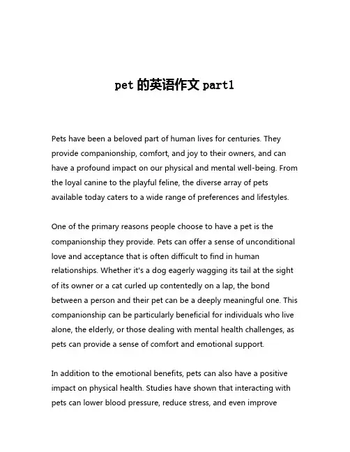 pet的英语作文part1