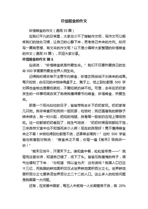珍惜粮食的作文