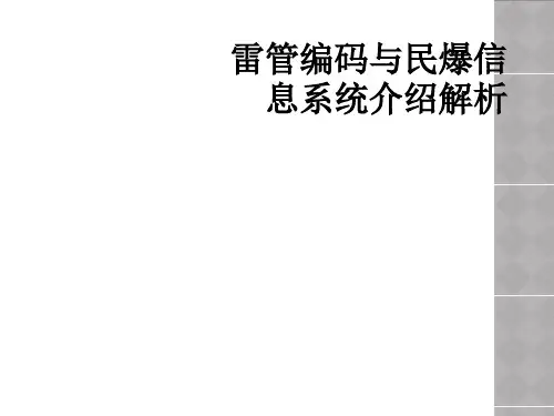 雷管编码与民爆信息系统介绍解析