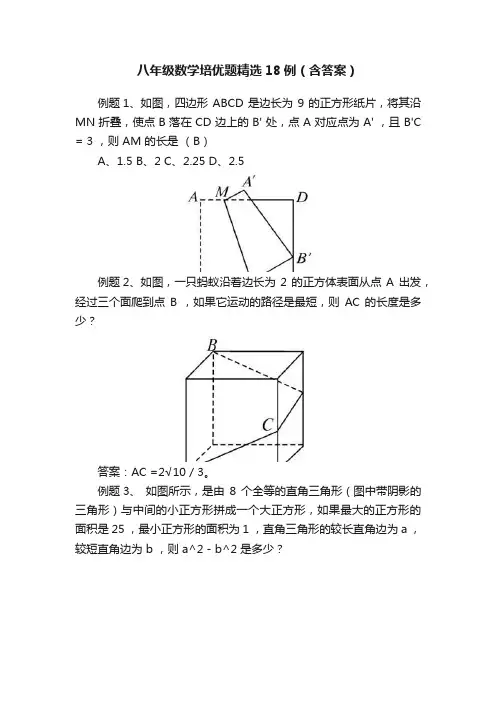 八年级数学培优题精选18例（含答案）