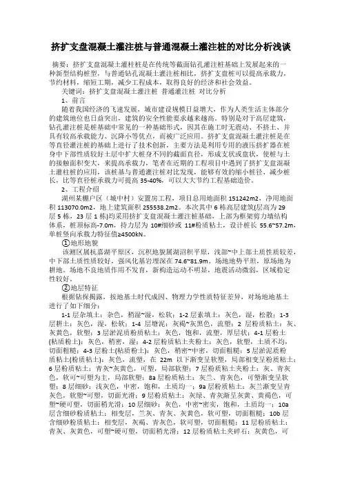 挤扩支盘混凝土灌注桩与普通混凝土灌注桩的对比分析浅谈