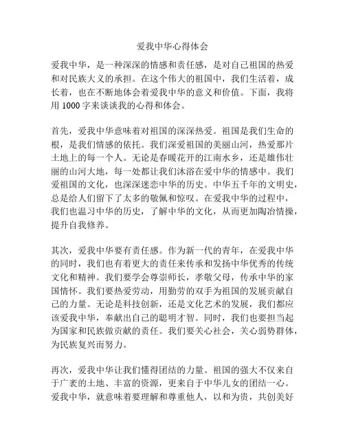 爱我中华心得体会