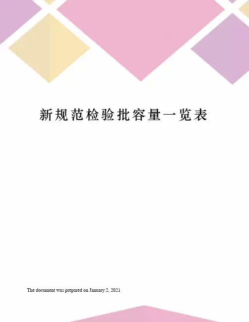 新规范检验批容量一览表