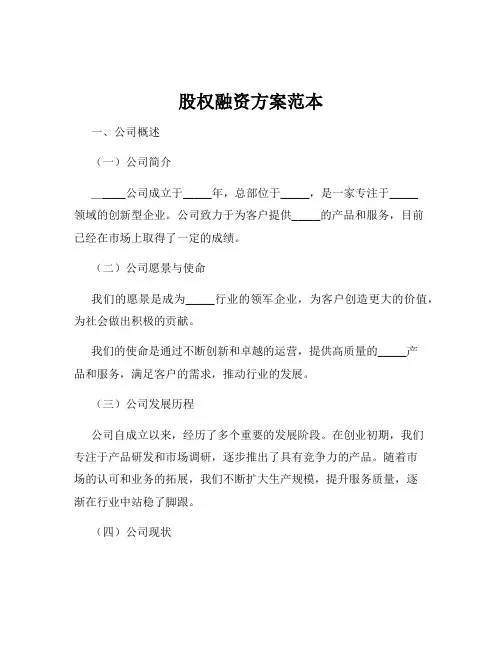 股权融资方案范本