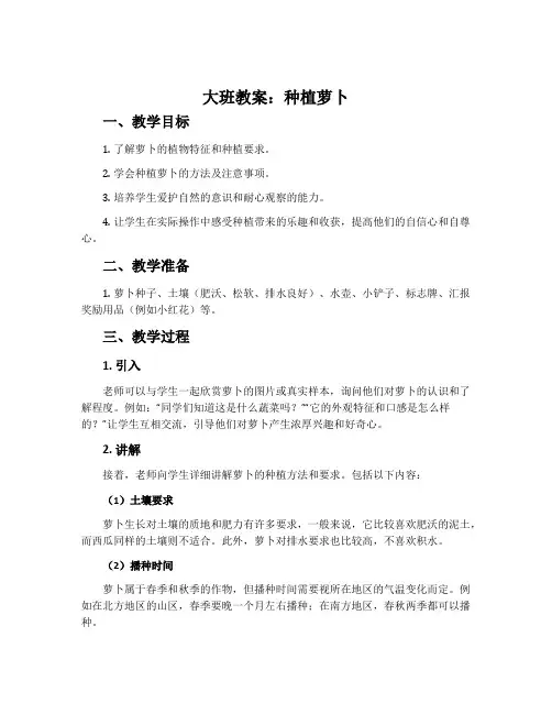 大班教案：种植萝卜