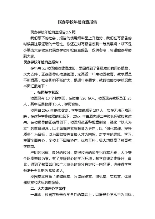 民办学校年检自查报告（15篇）