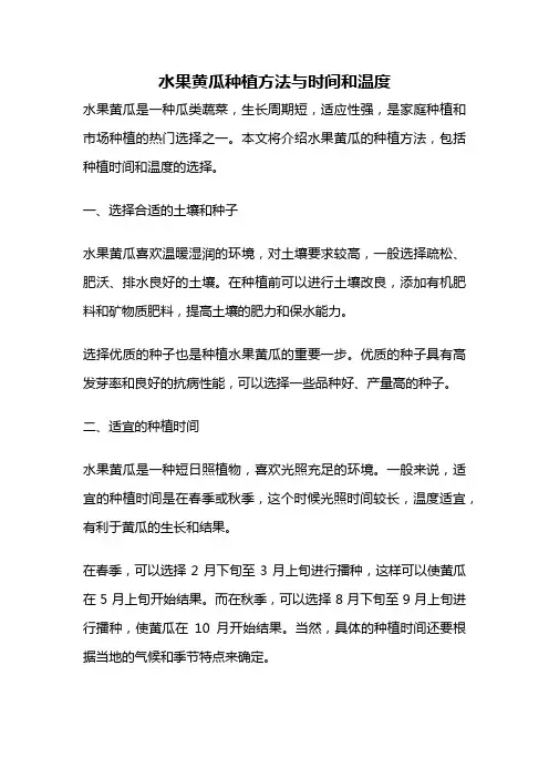 水果黄瓜种植方法与时间和温度
