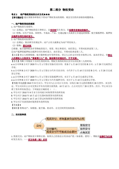 动产物权变动的公示方式