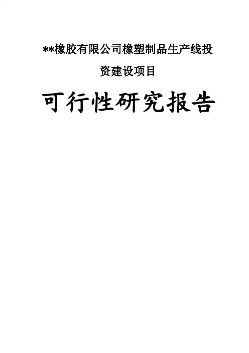 橡胶有限公司橡塑制品生产线投资建设项目可行性研究报告