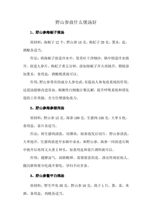 野山参放什么煲汤好